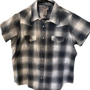 Wrangler Women's Pearl Snap Front Short Sleeve Plaid Shirt Size XL
